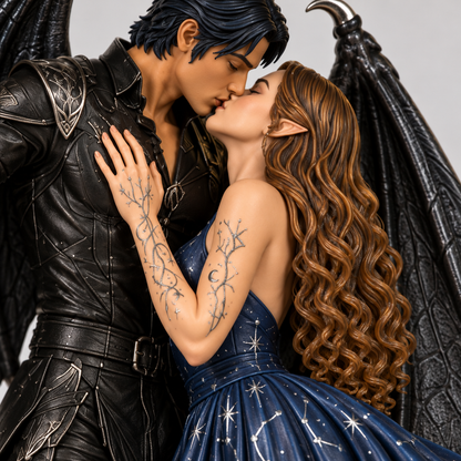 Close-up of the starlit gown and wings